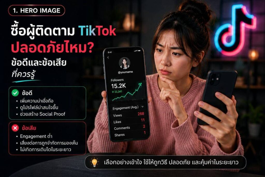 ซื้อผู้ติดตาม TikTok ปลอดภัยไหม ข้อดีและข้อเสียที่ควรรู้